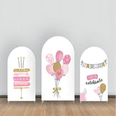 Aperturee - Pink White Cake Balloon Birthday Arch Backdrop Kit